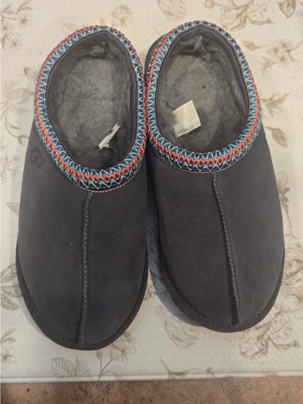 UGG Gray Tasman Clogs with Blue and pink Trim BRAND NEW NEVER WORN - USA size9
